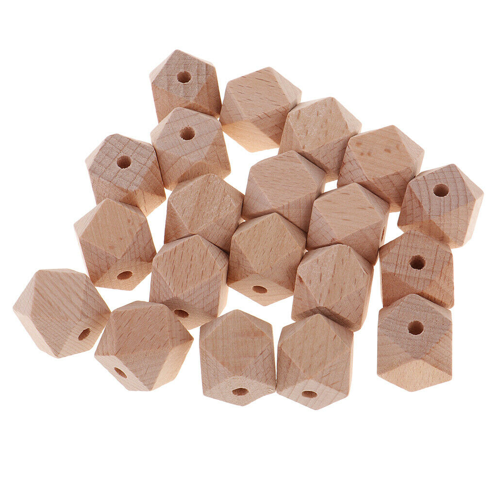 20 Pieces Unpainted Beech Wood Plain Loose Octagonal Beads Jewelry Making