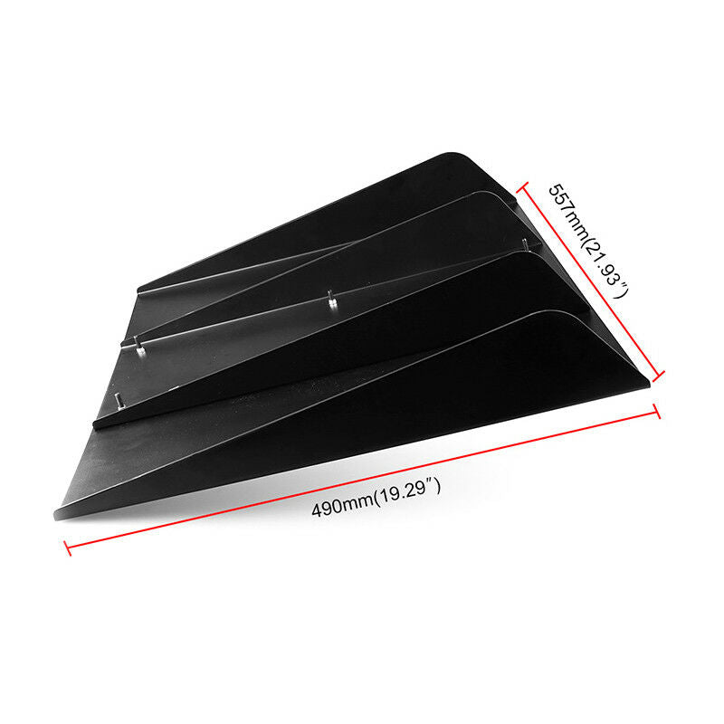 22''X19" ABS Textured Rear Bumper Center 4 Fins Curved Diffuser Fin Black Solid