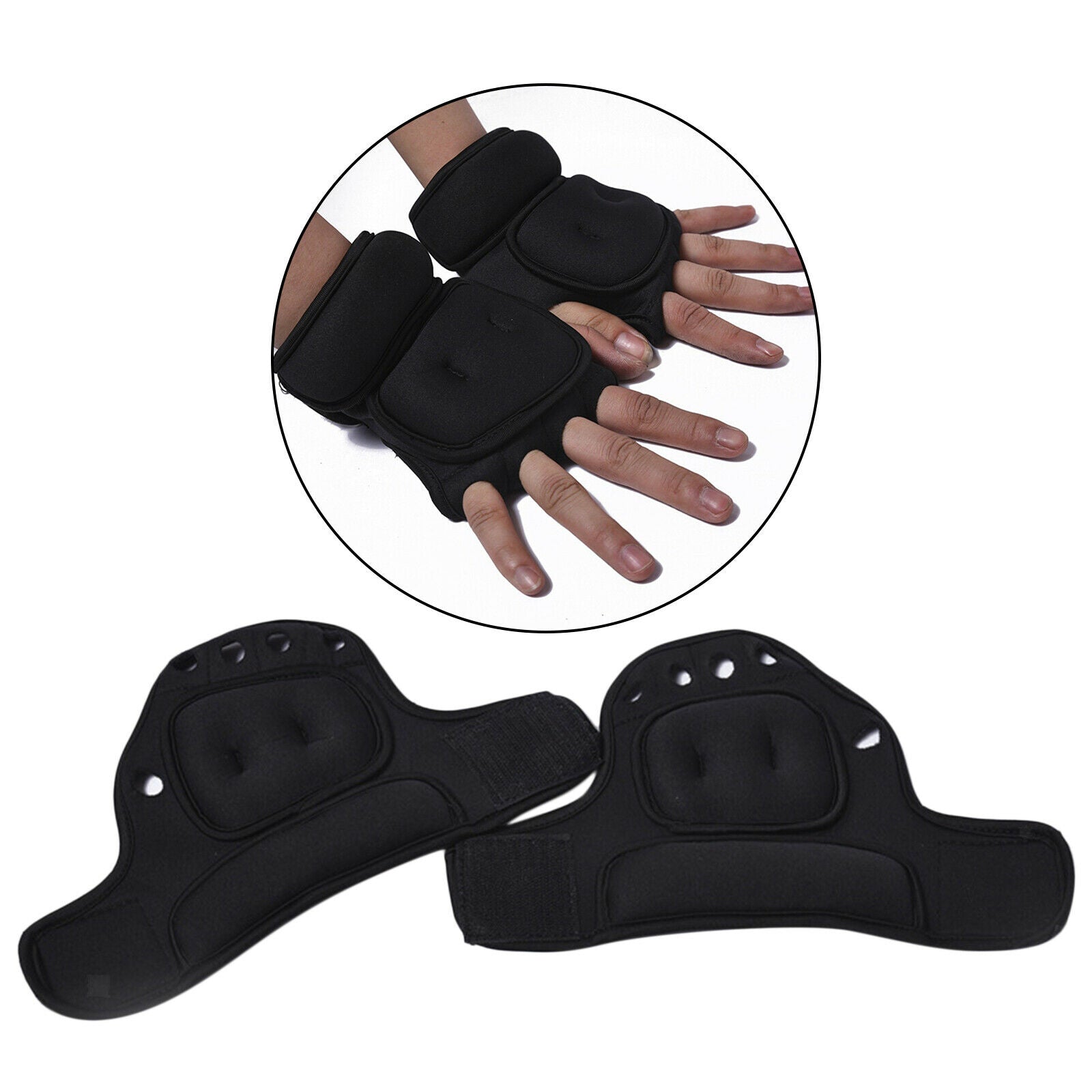 1kg Neoprene Weighted Gloves Sandbag Strength Training Wrist Support Black