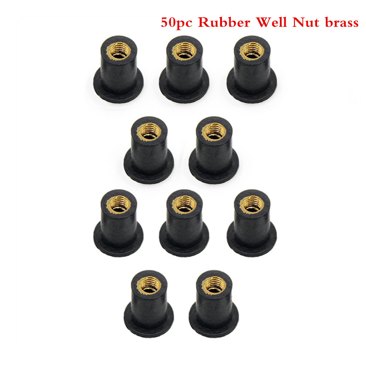50x Rubber Well Nut brass wellnut Motorcycle Bike Windscreen Fairing M5 5mm