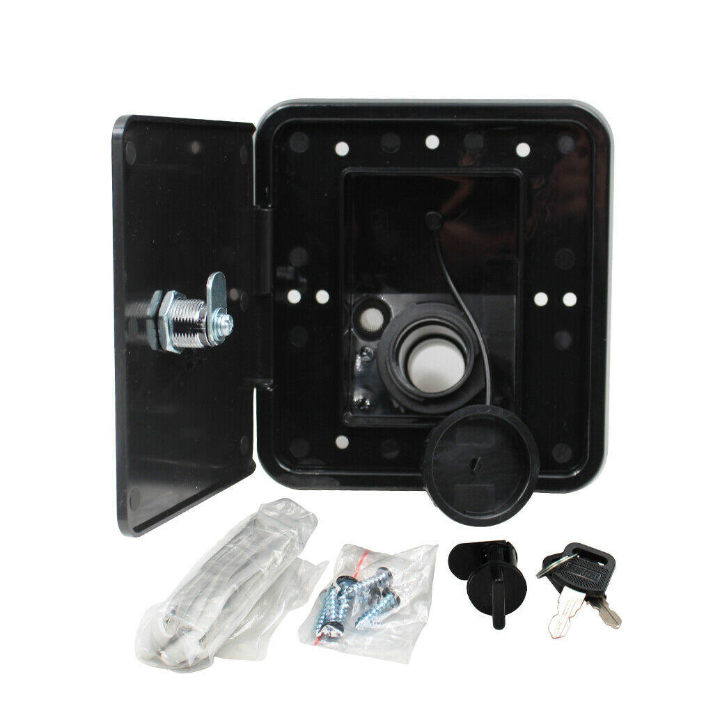 Black RV Trailer Motorhome Gravity City Water Tank Inlet Fill Dish Lockable