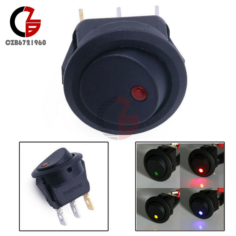 4PCS 12V Rocker Dot Red /Yellow/Green/Blue LED Light Toggle Switch SPST ON/OFF