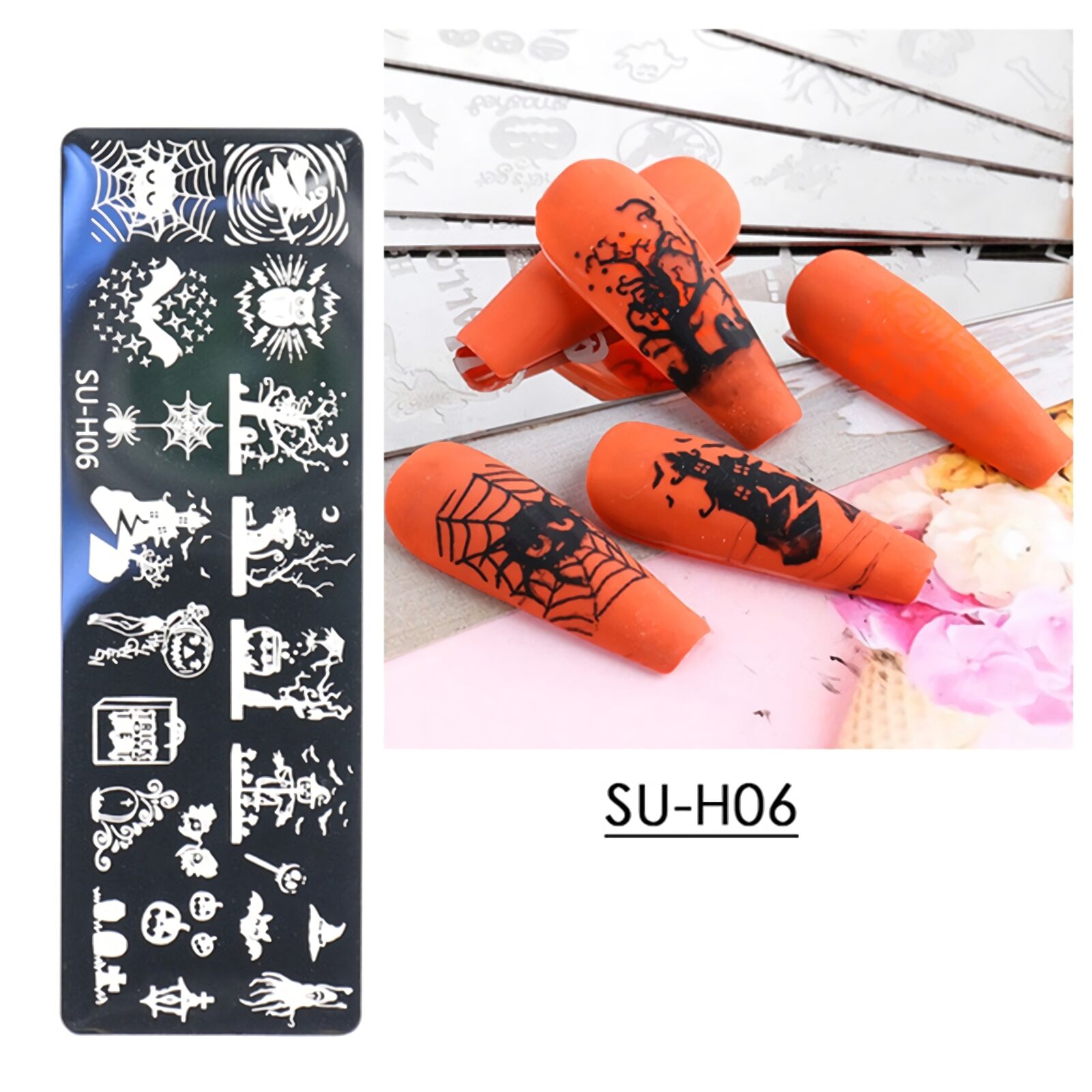 6pcs/Set Nail Art Stamping Plates Halloween Gost Bat designs DIY Template Tool