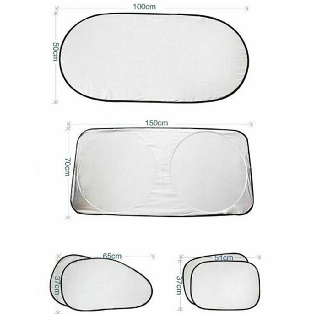 6 Pcs Premium Metallic Reflective Nylon Car Glass Sunshade Anti-UV Recyclable