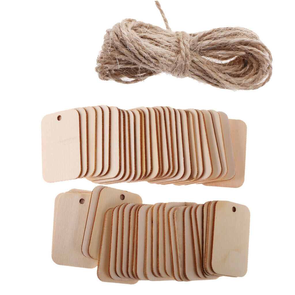 100Pcs Creative Wooden Pieces Tags Wedding Home Wood Plaque Embellishment