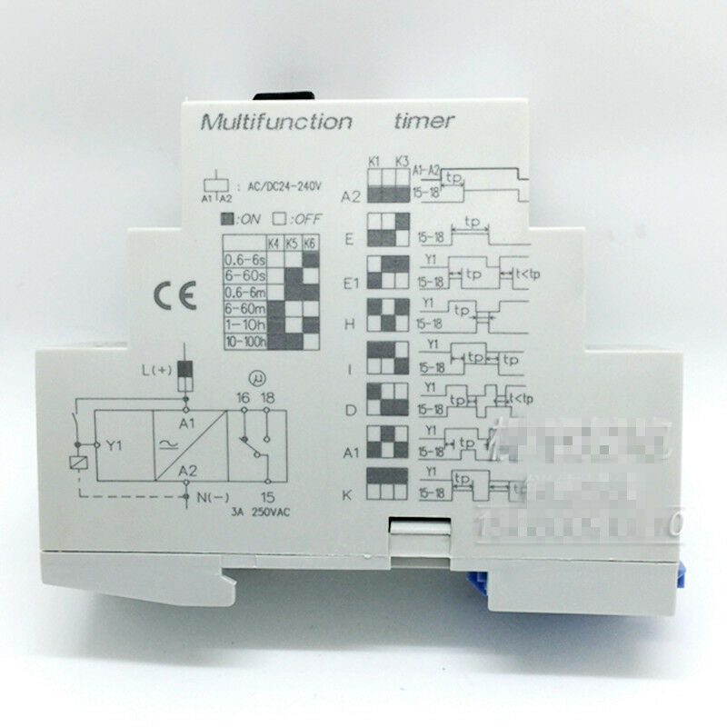 1PCS Timer Relay Switch Multifunction DIN rail Mounting AC/DC 24-240V 0.6S-100H