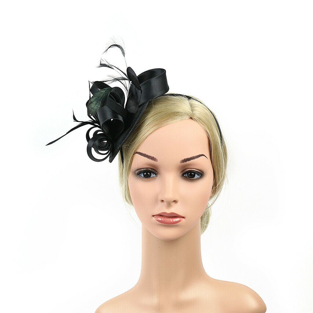Lady Flower Fascinator Hat Women 1920s Wedding Bridal Headband Black