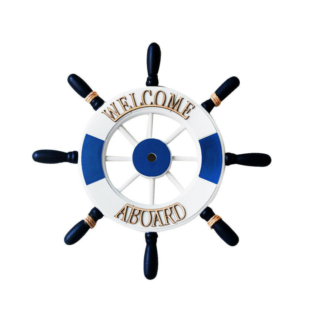 32cm Boat Ship Wooden Steering Wheel Nautical Beach Home Shop Wall Decor
