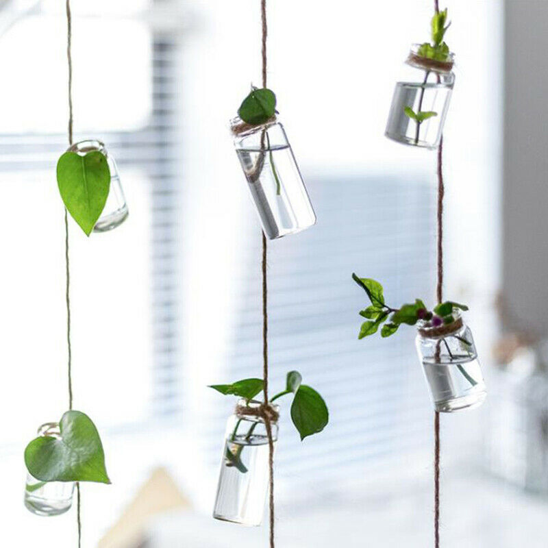 Wind Chimes Style Decor Glass Vase 1 Strings Hanging Vase With 8 Mini BottleFCA