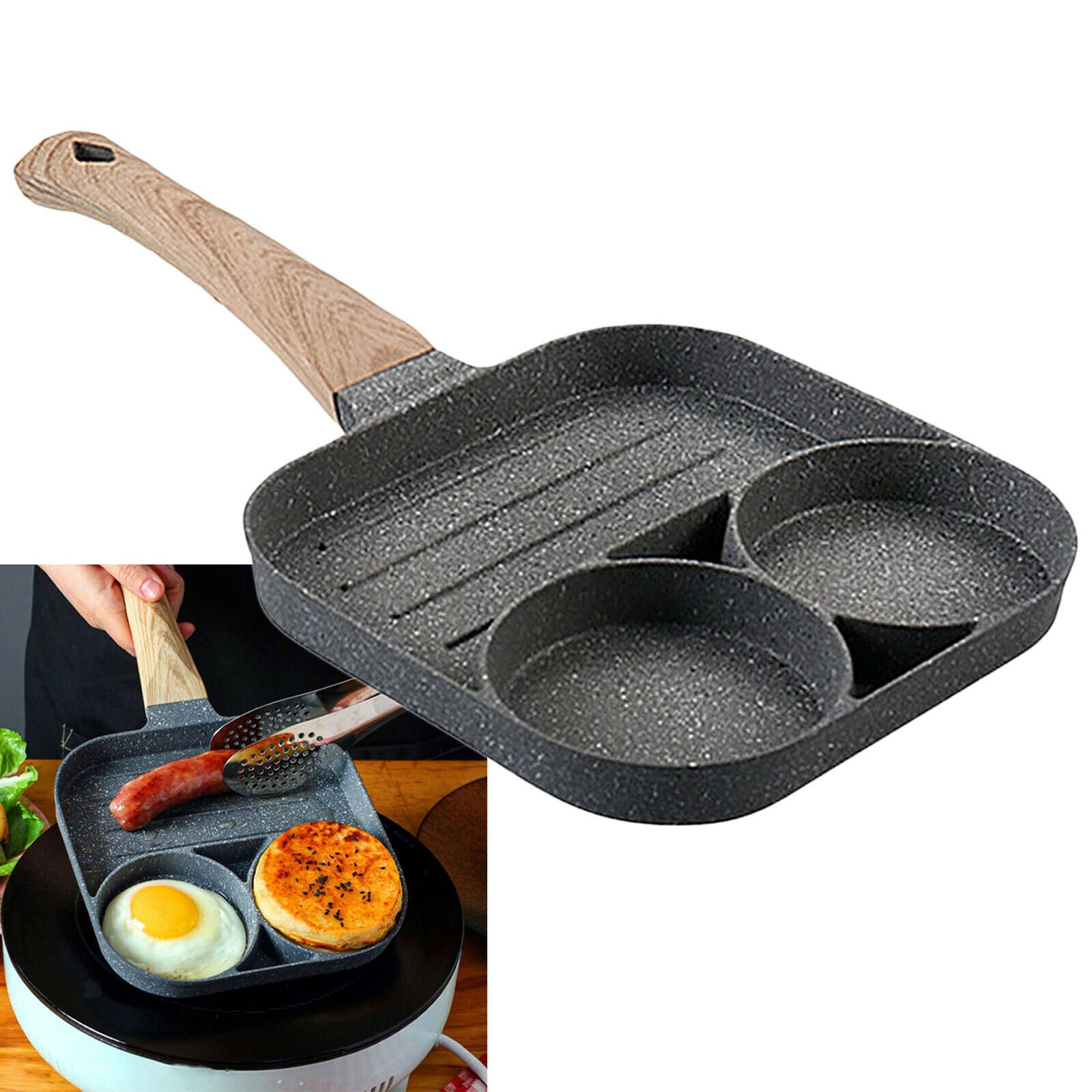 Egg Frying Pan Non Stick Burger Bacon Sausage Omelet Cooker Pan Skillet Home
