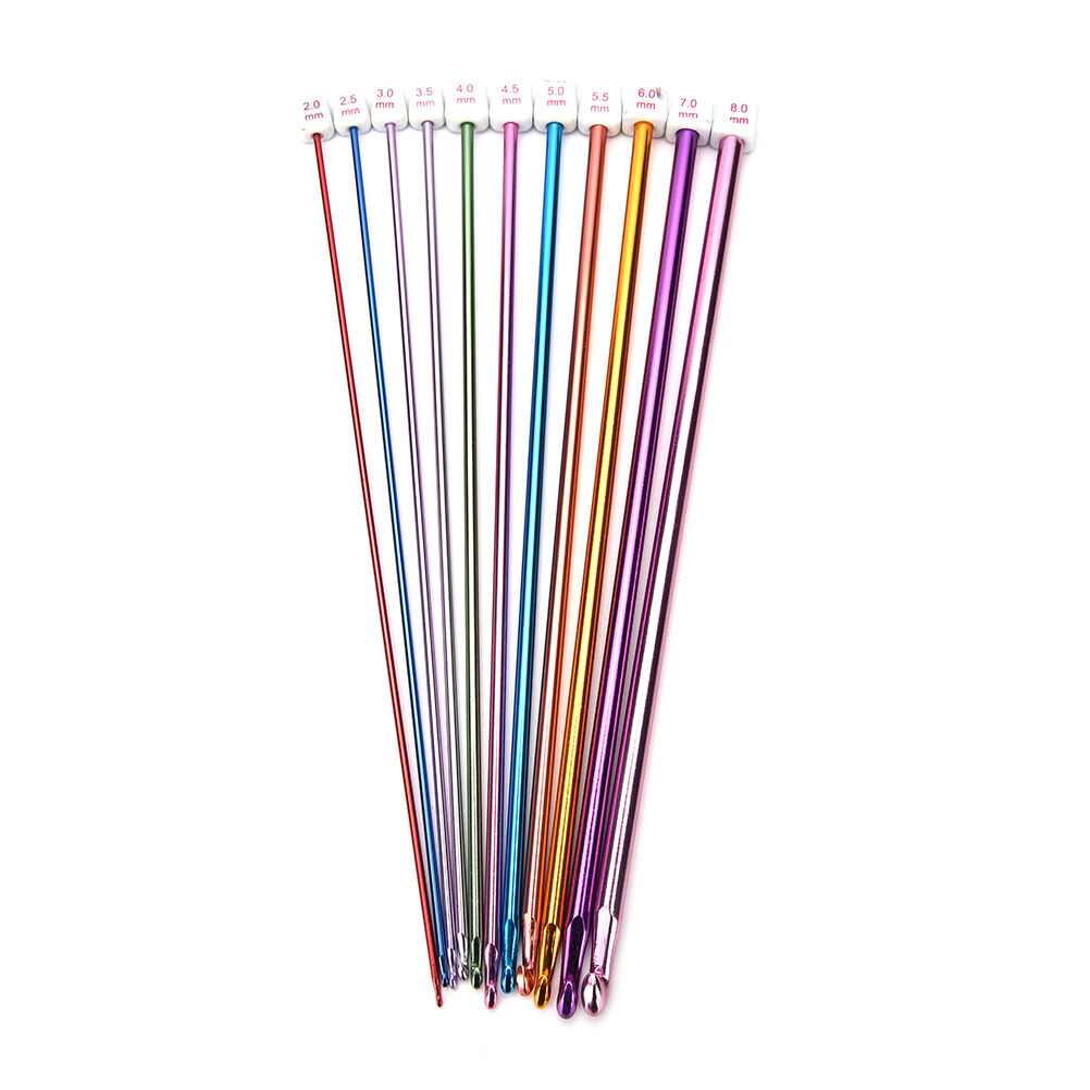 11X 10.6" multicolour Aluminum TUNISIAN / AFGHAN Crochet Hooks Needles 2-8mm SJ
