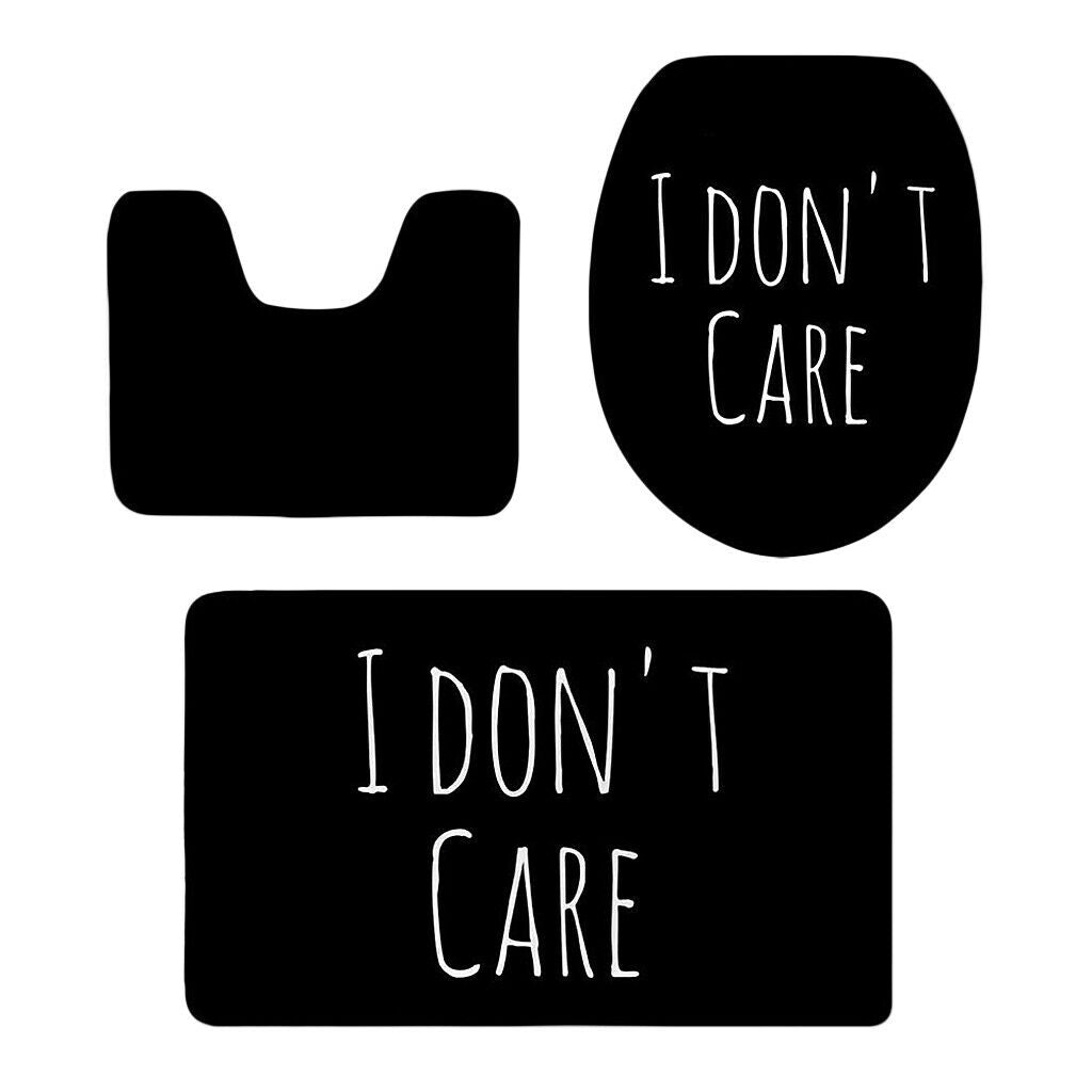 3pcs Bathroom Set Rug Mat Toilet Lid Cover Bathmats I DON'T CARE