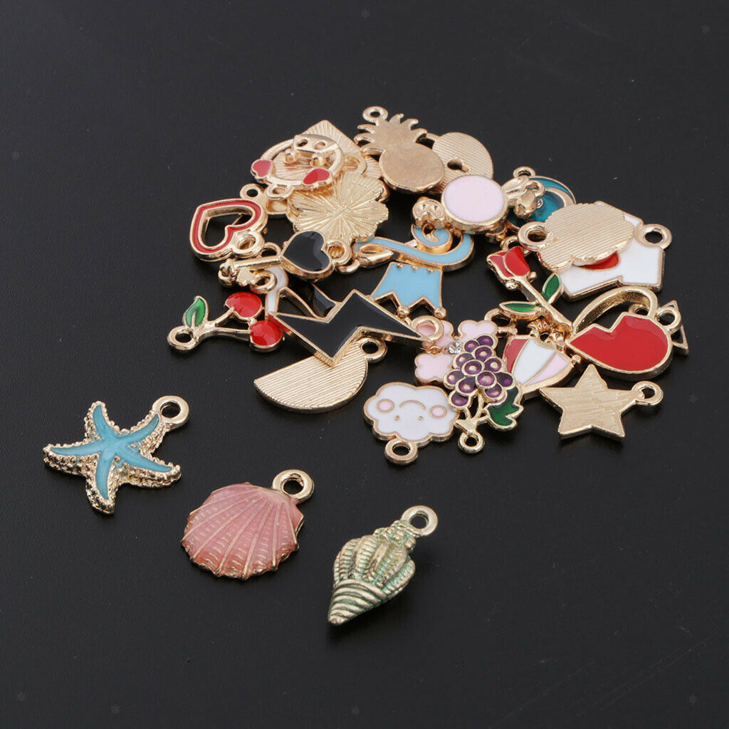 30x Enamel Pendant Assorted Cherry Pendant Charms DIY Jewelry Findings