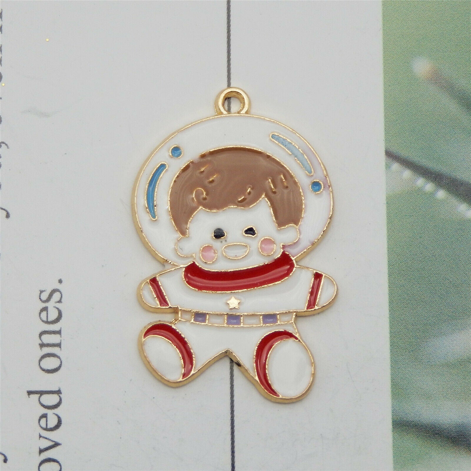 8 pcs Astronaut Boy Charm Enamel Pendant Earring Making Drop Dangle Alloy Crafts
