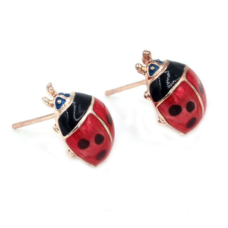 Cute Insert Earrings Exquisite Paint Stud Earrings Red Oil Ladybug Ear Stu.l8