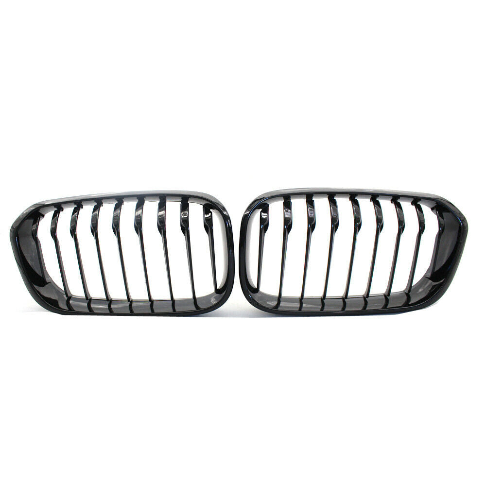 Pair Black Single Slat Front Kidney Grilles Grill For BMW F20/F21 LCI Facelift