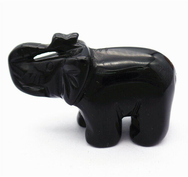 50x32x19mm Black Agate Carved Elephant Decoration Statue Stone Home Decor HH7961