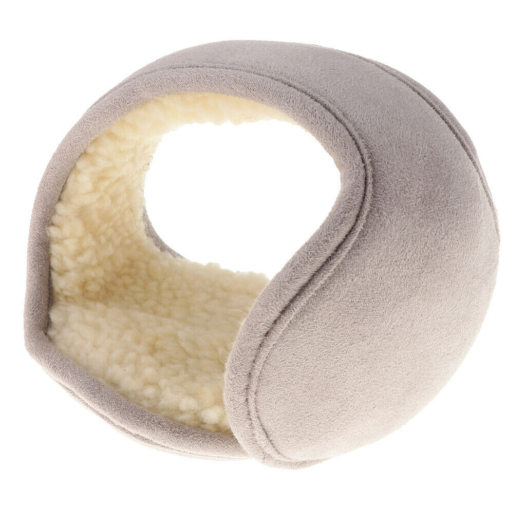 Unisex Plush Foldable Winter Muffs Warmers Headband Sherpa Ear Covers Light Gray