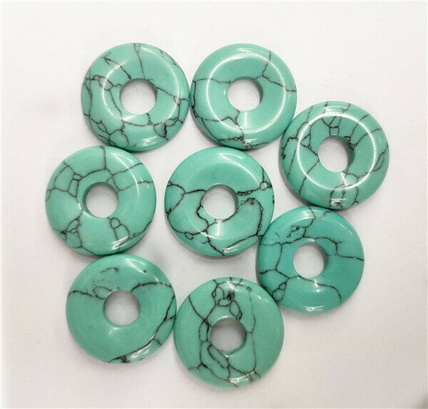 8Pcs 18mm Green Turquoise Round Donuts Pendant Bead DIY Jewelry Necklace HH232