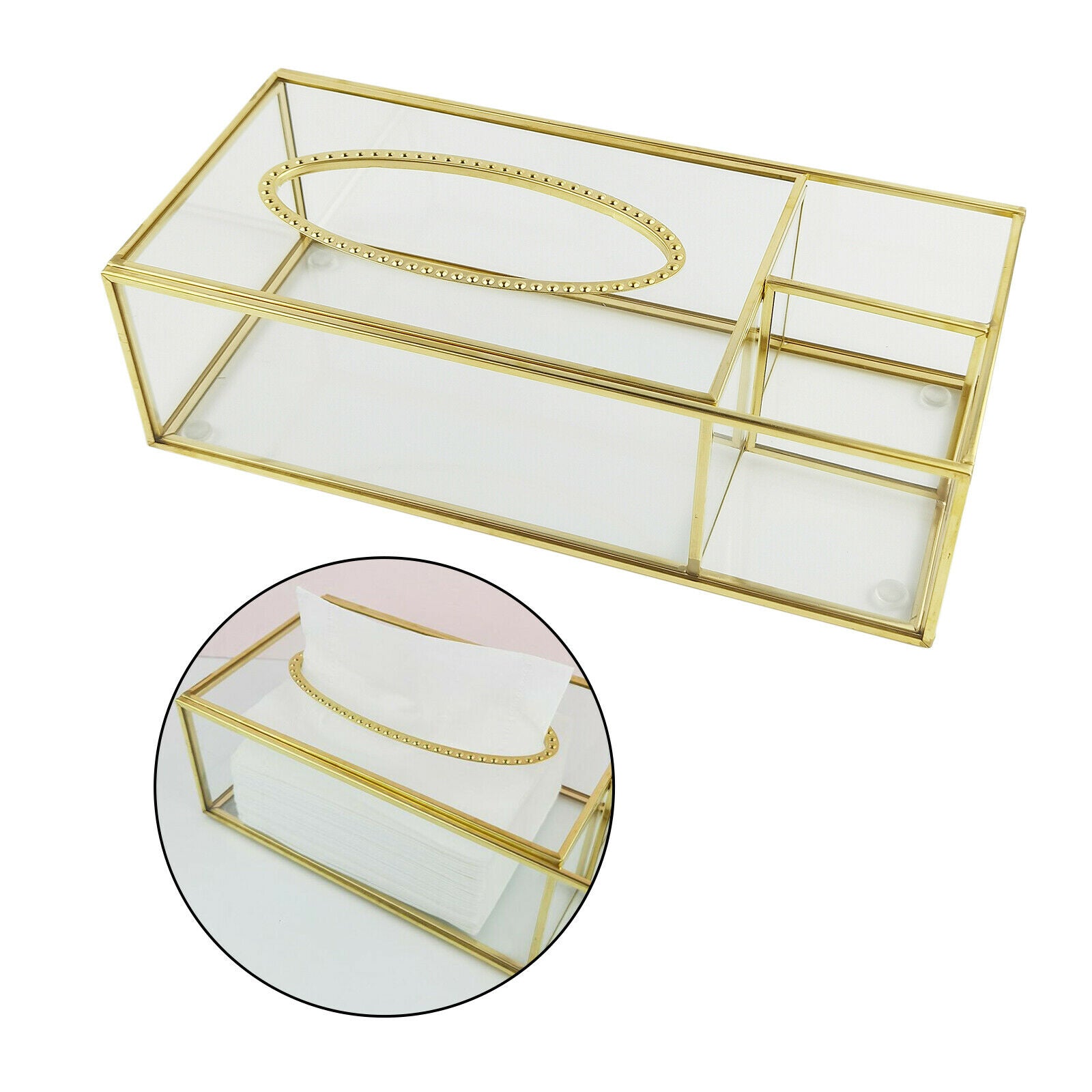 Nordic Luxury Glass Paper Tissue Box Napkin Storage Box Facial Tissue Holder