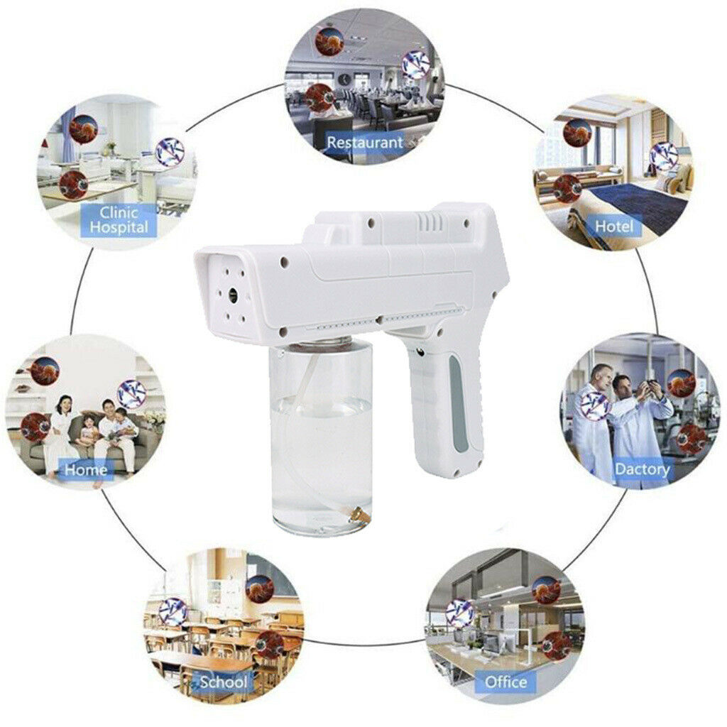 1pc 350ml Portable Cordless Blue Light Nano Spray Gun Disinfection Sprayer