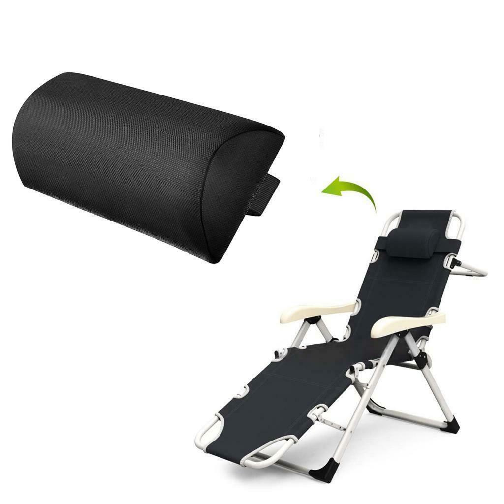 Set of 2 Black Padded Head Cushion Pillow for Outdoor Folding Recliner