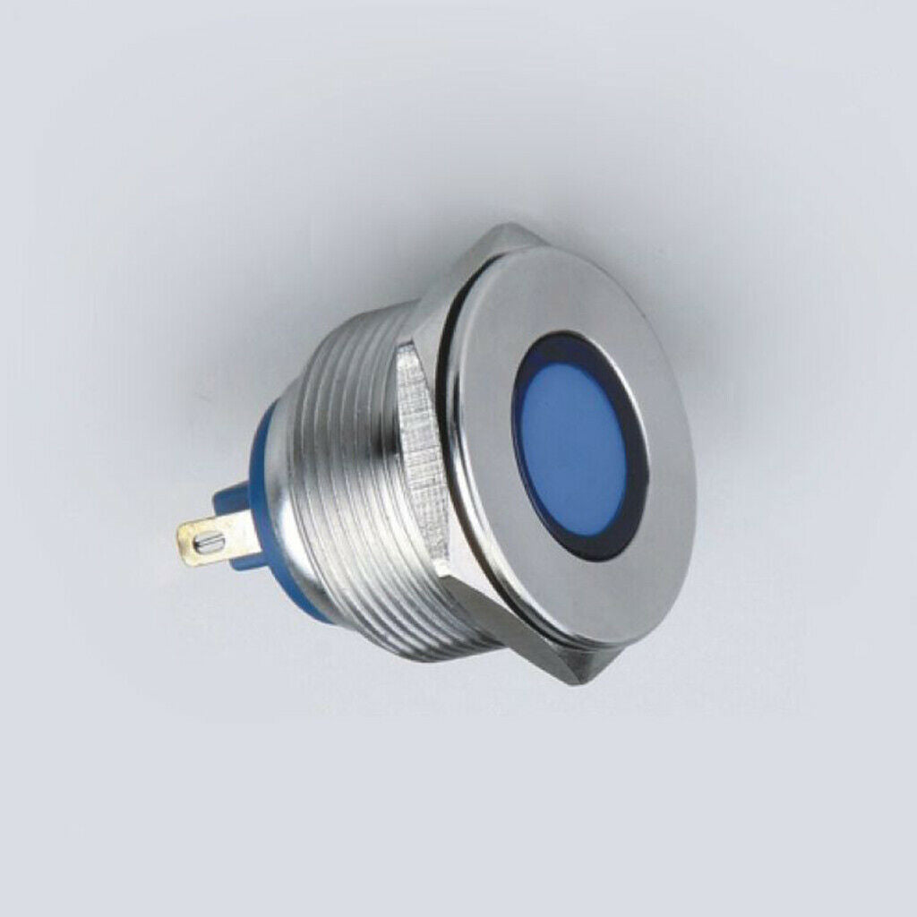 25mm 12V Waterproof Metal Signal Indicator Light Pilot Lamp IP67 Flat Head