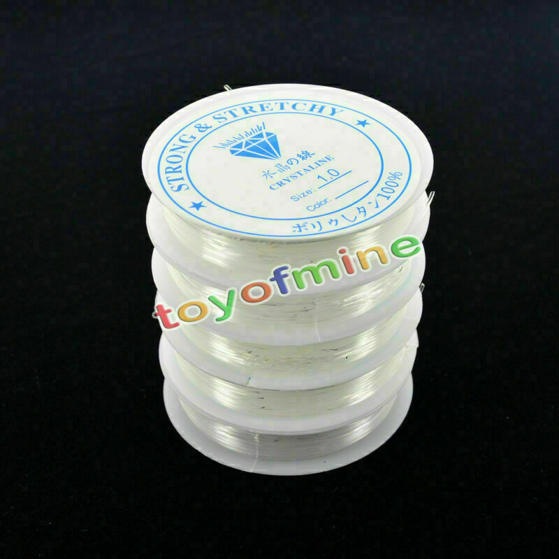 5 x Rolls Clear Elastic Cord Thread String for Necklace Bracelet Bead Making