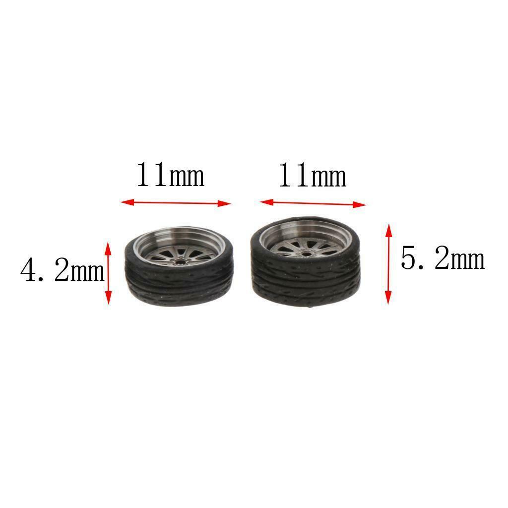 1:64 11mm Metal Wheel Rims Tires Kit for Matchbox Cars Parts DIY Accessories