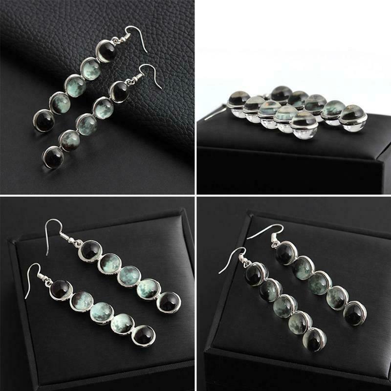 Fashion Luminous Earring Glowing Glass Dome Moon Phase Women Ear Dangle Decors