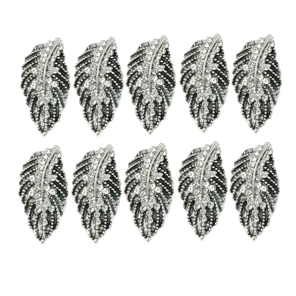 10pcs Flatback Crystal Rhinestone Leaf Wedding Decor Buttons Embellishments