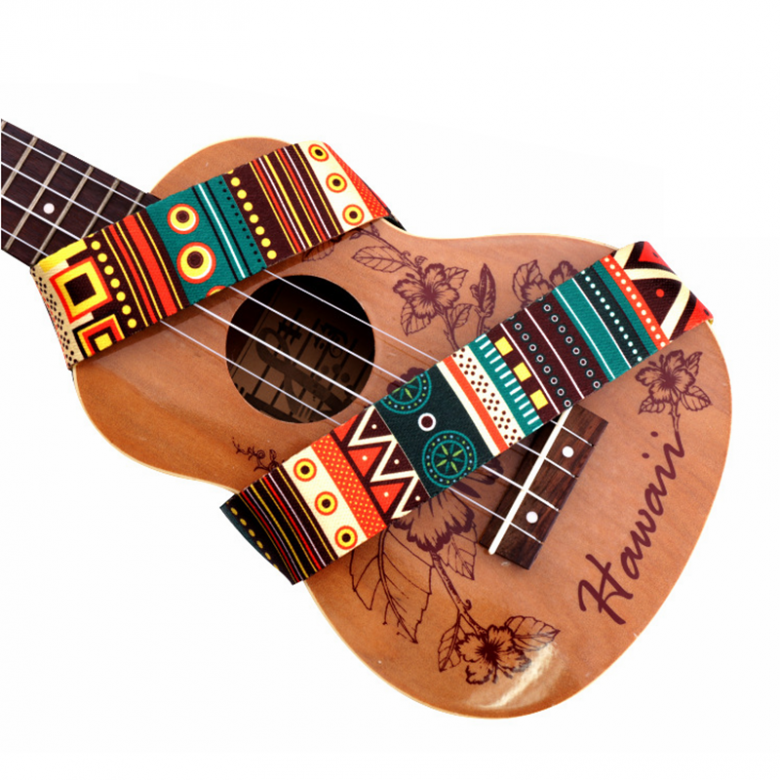 Adjustable Printing National Style Ukulele Strap Soft PU Leather