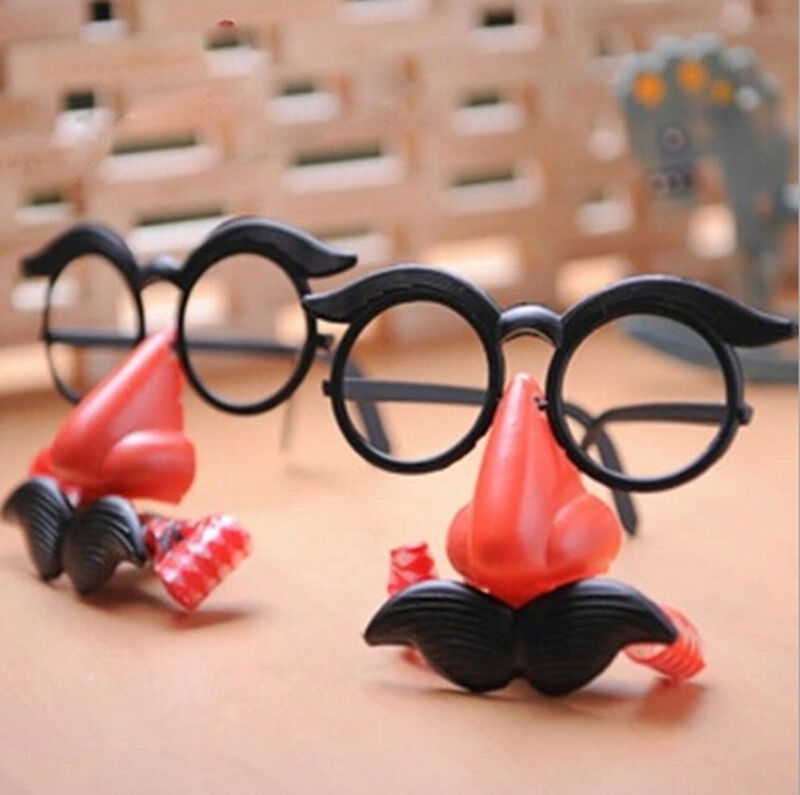 Clown Glasses Costume Ball RoundBDrame Red Nose Whistle Mustac.l8