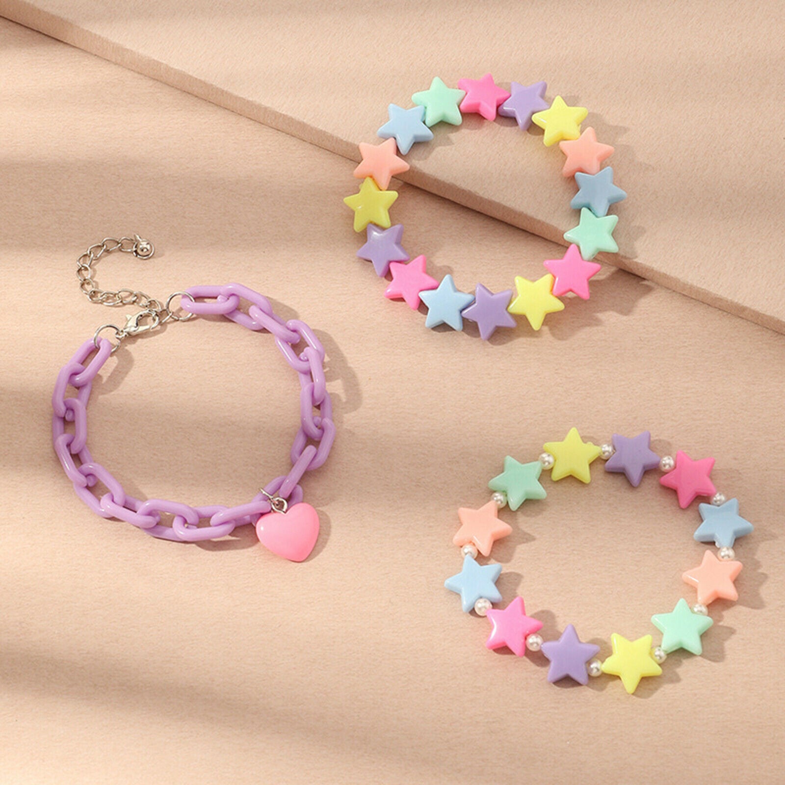 1Set Fashionable Girls' Bracelets Sets Stars Pendant Bangle Birthday Gifts