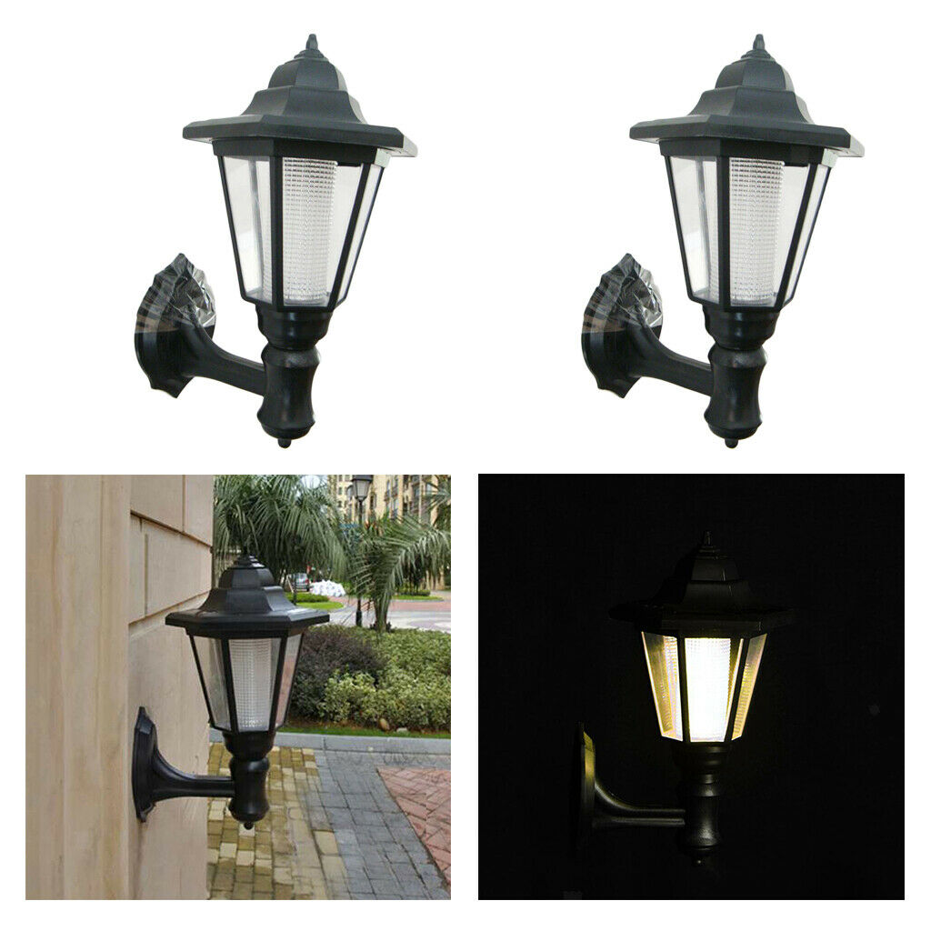 2x Solar LED Garden Landscape Light Fixture Hallway Wall Lantern Waterproof Lamp