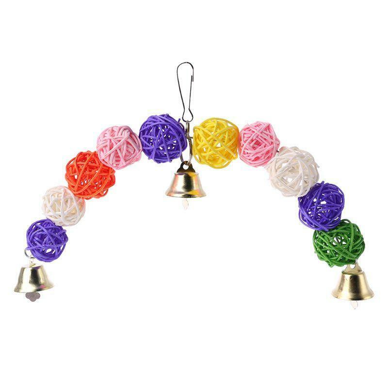 Bird Parrot Chew Toys Bite Rattan Teeth Grinding Ball Bell Attractive Parakeet