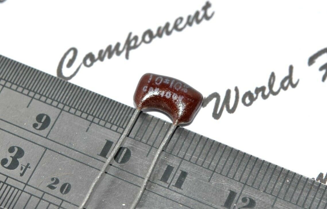2pcs - Cornell Dubilier - CDE 10P (10PF) 100V 10% Silvered Mica Capacitor