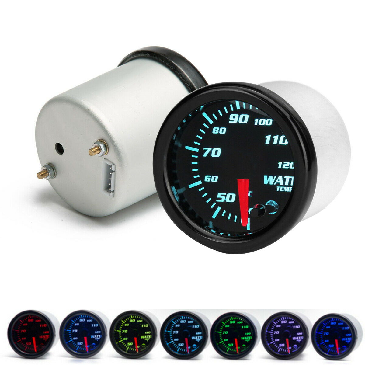 7 Colors Backlight Universal  Water Coolant Temperature Temp Gauge 12V 2"/52mm