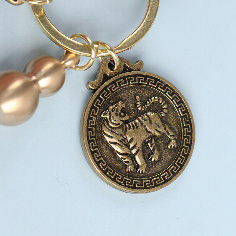 2022 Year Tiger Wealth Leaves Chinese Feng Shui Brass Keychain Pixiu Keyr WL SJ
