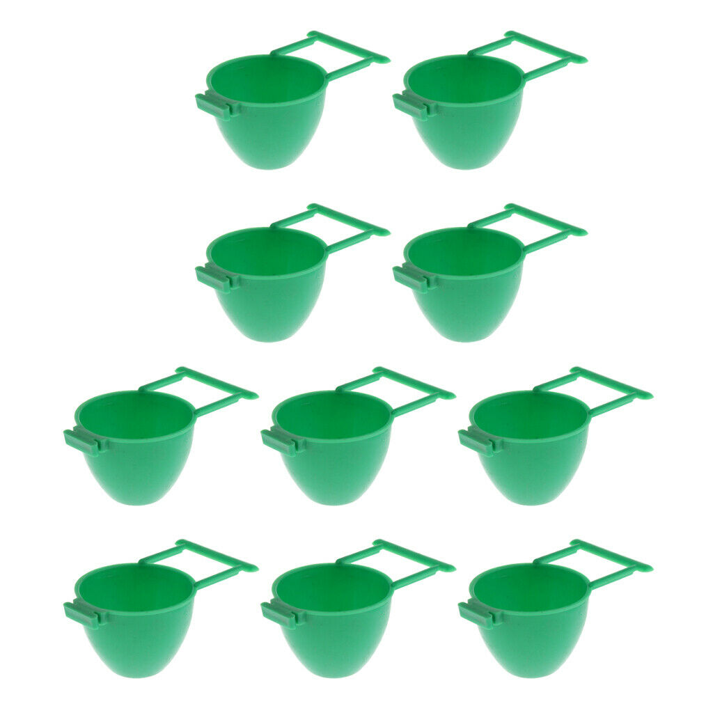 10 Pcs Cup Hanging Feed & Water Cage Cups for Quail Poultry Bird Parrot