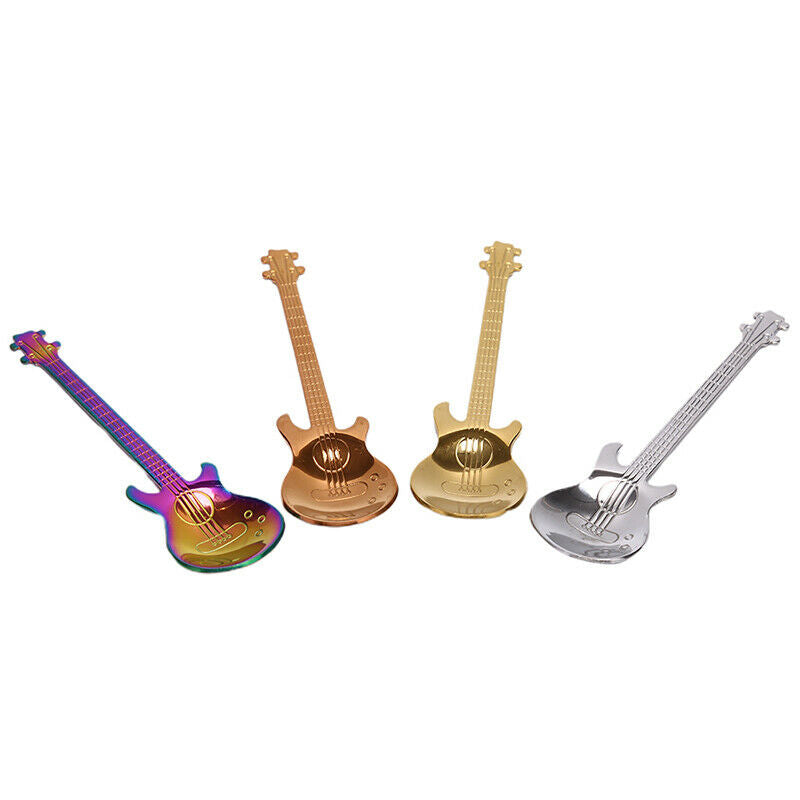 4PCS Guitar Shaped Stainless Steel Coffee Spoon Demitasse Spoons For Cake Spo SJ