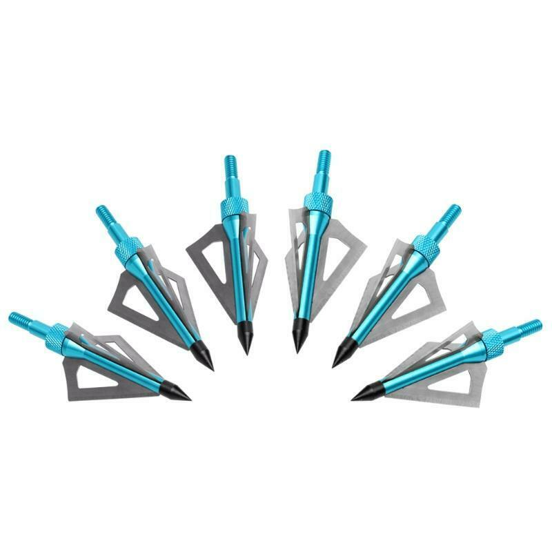 6 pcs Archery Hunting Broadheads 100 Grain 3 Blade Broad Screw Tips Arrow Heads