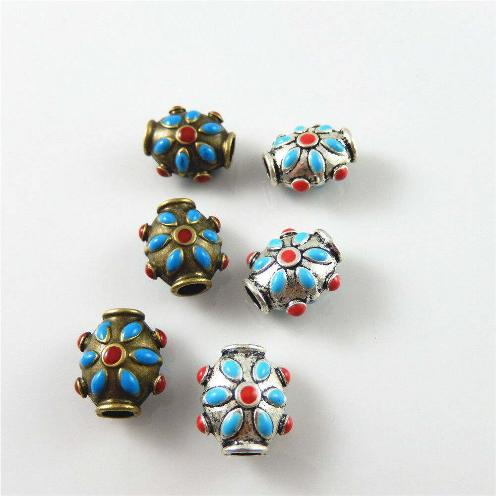 10 Mixed Enamel Alloy Flower Loose Spacer Bead Bracelet Pendant Craft 17*14*10mm