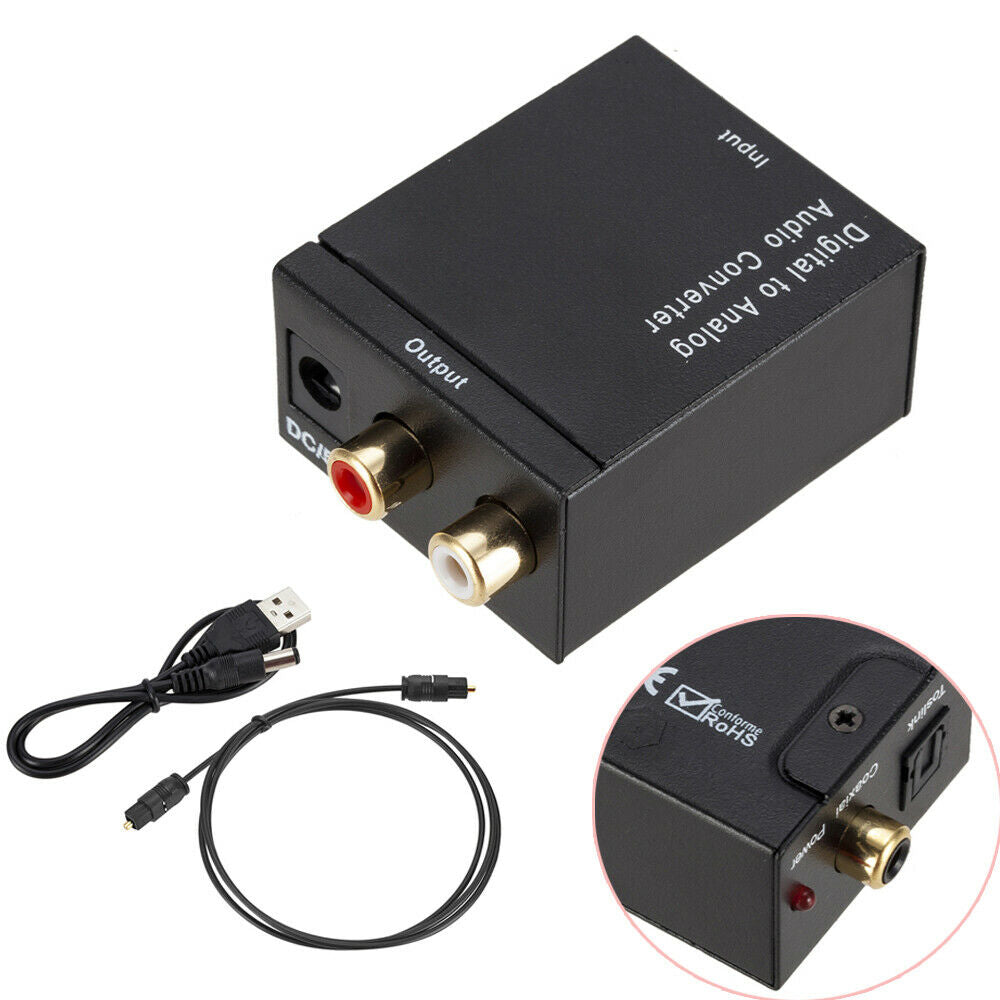 Digital Optical Coax Toslink Audio Signal to Analog SPDIF RCA Converter Adapter