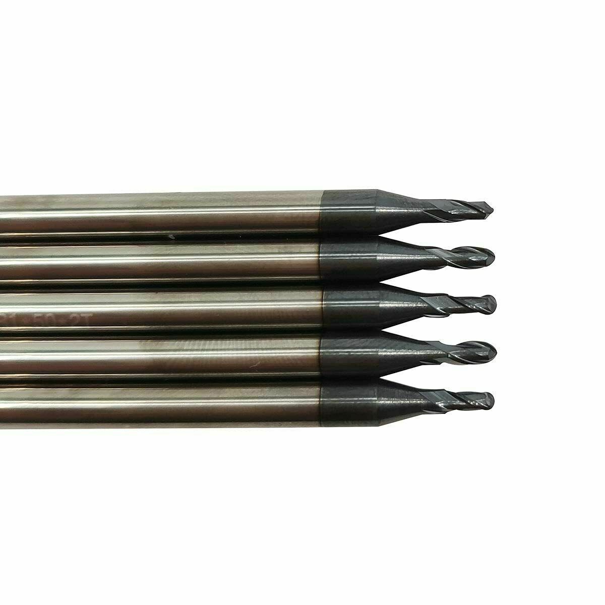 5PCS 1 X 50mm 2Flute 1mm shank  Ball nose carbide End Mill Cutter CNC HRC45°