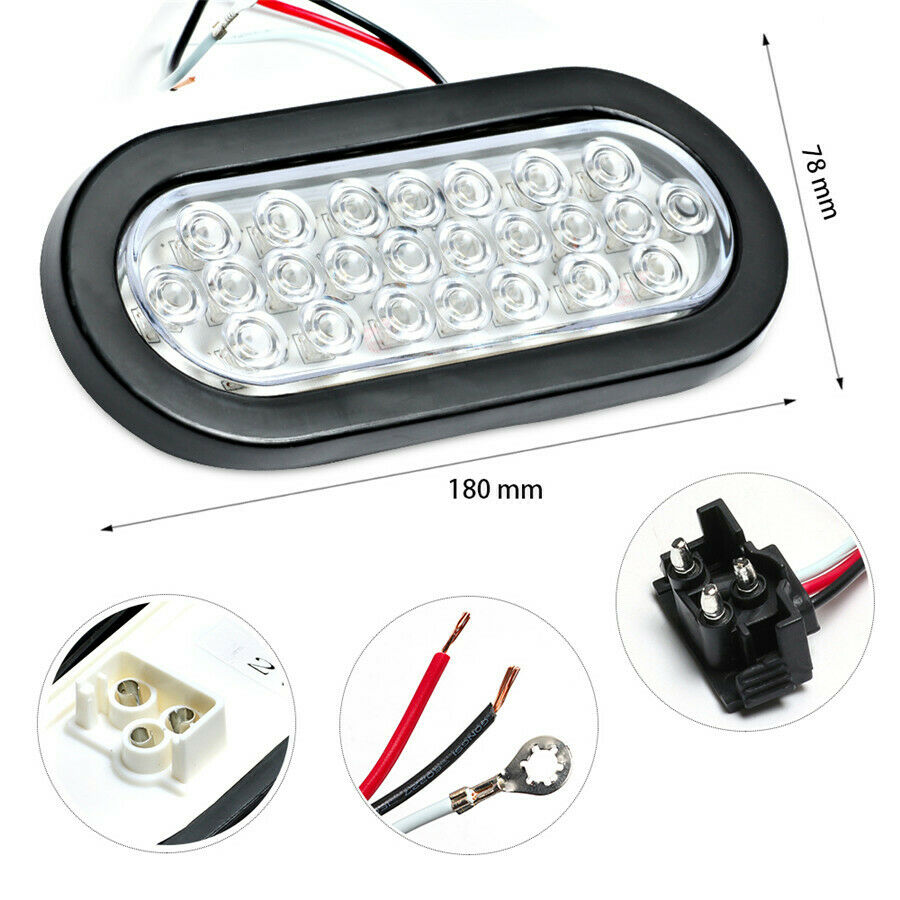 Oval Brake Stop Tail Fog DRL Stop Turn Tail Backup Reverse Light Clear Lens 12V