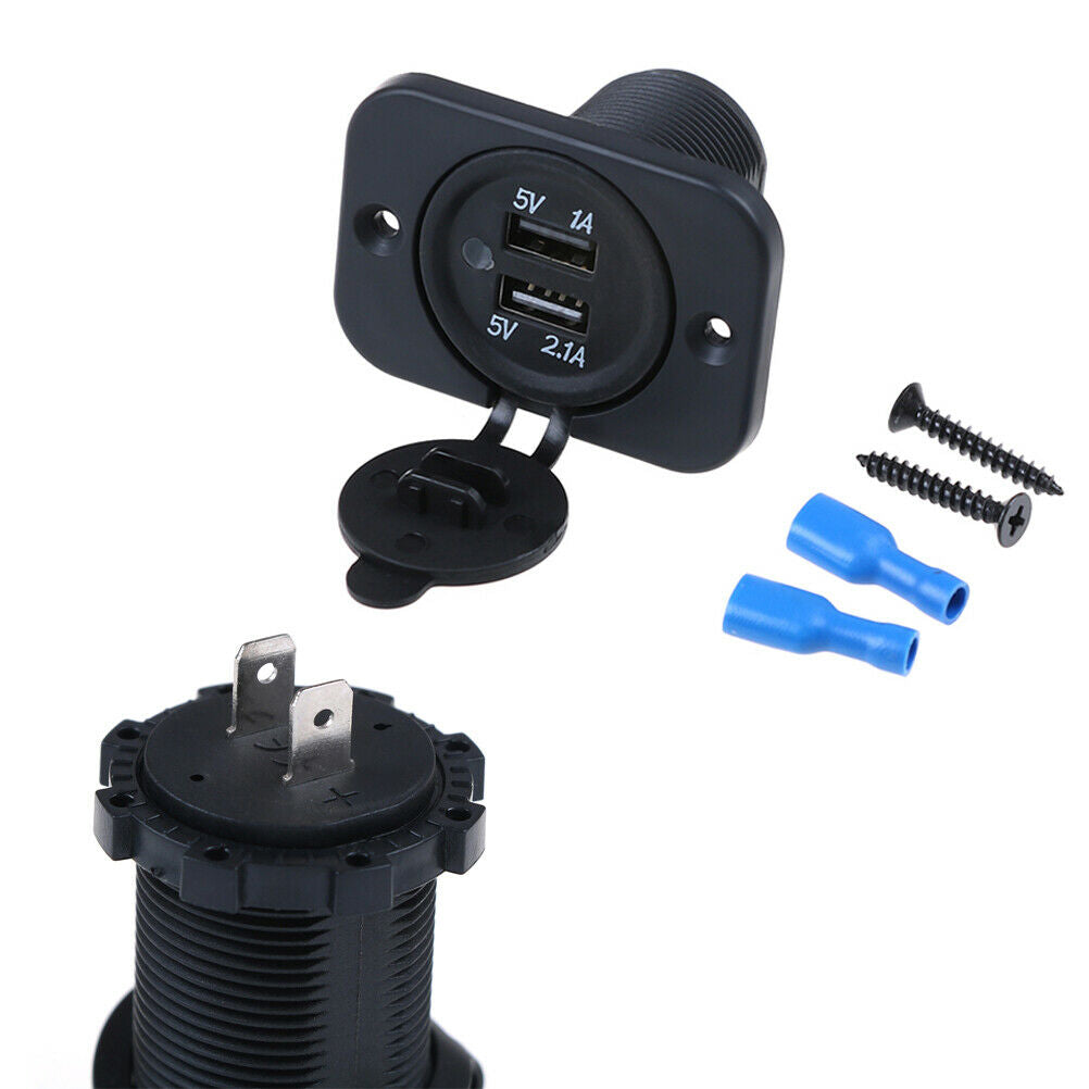 Dual 2 USB outlet 1A & 2.1A port socket charger for car boat motorcycle 12voltDD