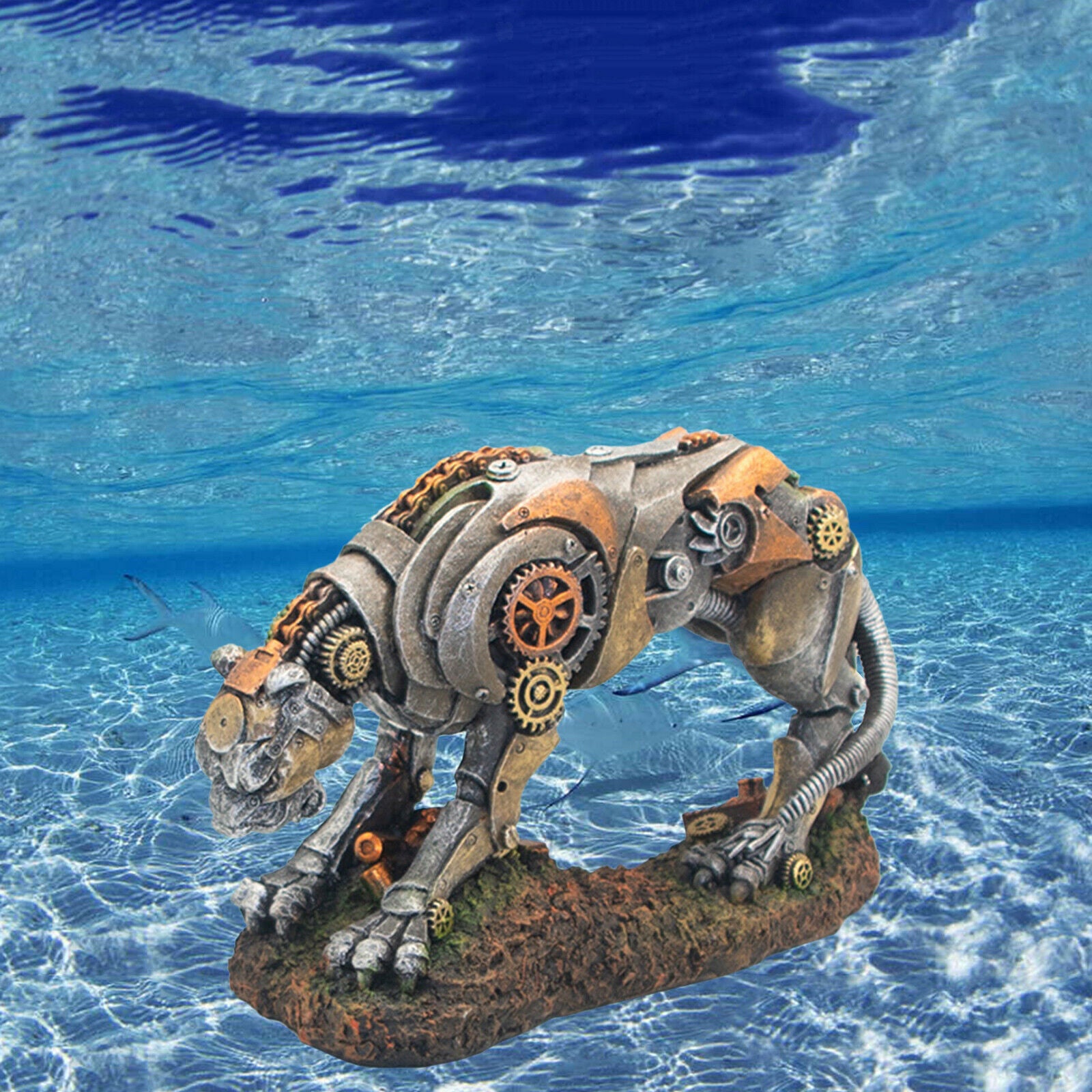 Aquarium Ornament Gear Leopard Fish Tank Fishbowl Decor Artificial Shelter