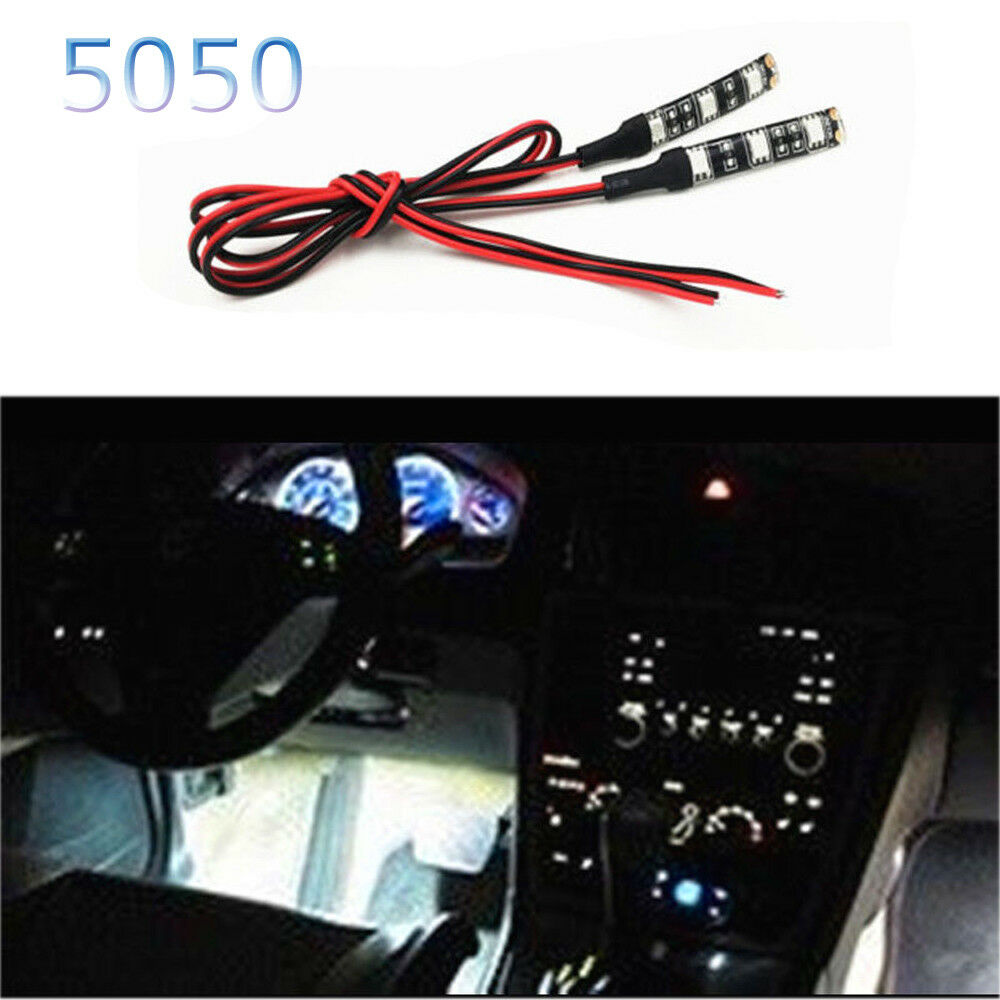 2x White 3 SMD LED Light Strip Bar Waterproof Car Dash Stereo Trunk Tail Brake