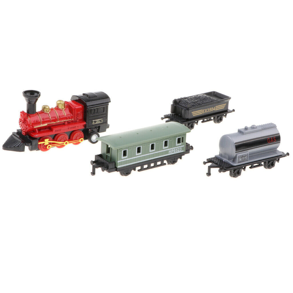 Mini Red Pull Back Train Set with Die-Cast Engine Locomotive Collectible